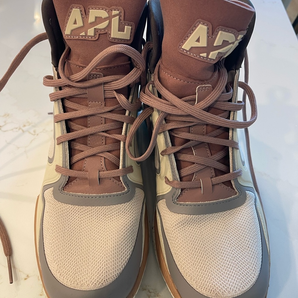 APL High-Top Sneakers in Brown and Cream